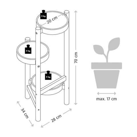 Kwietnik na trzy donice 70 cm