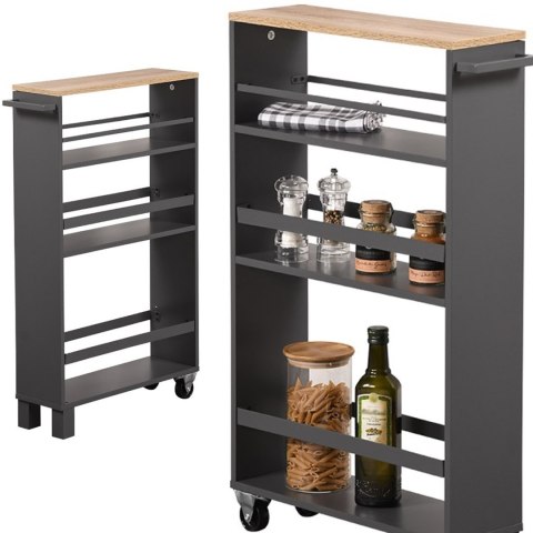 Wąska szafka kuchenna ciemnoszara