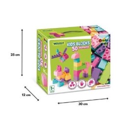 Klocki 50 elementów Kids Blocks różowe