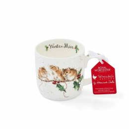 Myszki na Gałązce Ostrokrzewu Kubek Porcelanowy 310 ml