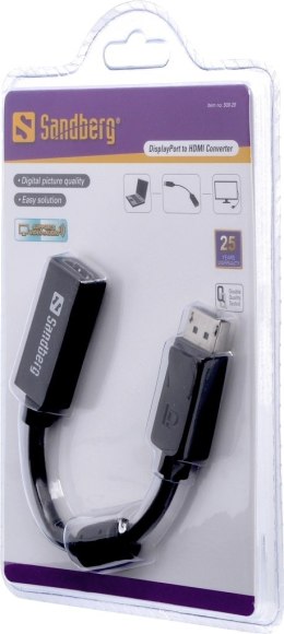 Adapter SANDBERG DisplayPort (M) - HDMI (F) DiplayPort (gniazdo) - HDMI (wtyk) 508-28