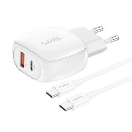 Ładowarka sieciowa Foneng EU41 USB-C+USB-A 20W + kabel USB-C-USB-C (biała)