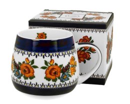 Porcelanowy kubek baryłka kwiaty Etno 430 ml