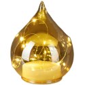 BOMBKA FORMÓWKA SZKLANA KROPLA LED 15CM GOLD