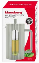 ZAPARZACZ DO HERBATY KAWY SZKLANY FRENCH PRESS 1000 ML ZIELONY KLAUSBERG KB-7755