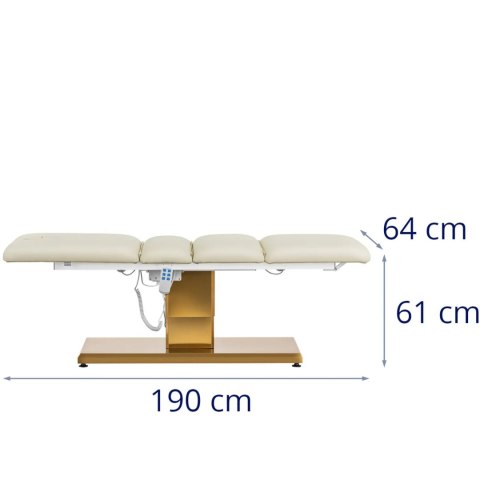 Fotel kosmetyczny do masażu tatuażu SPA 150 kg VITERBO - kremowo złoty