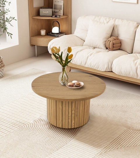 Okrągły stolik kawowy CAIRO 80cm lamele