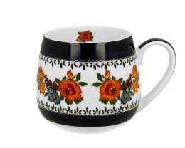 Porcelanowy kubek baryłka kwiaty Etno 430 ml