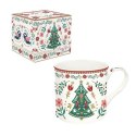 Christmas Folk Choinka Kubek Porcelanowy w Ozdobnym Pudełku 300 ml