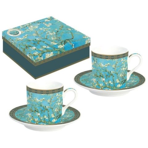 Kwitnący Migdałowiec Filiżanki Porcelanowe ze Spodkiem