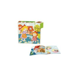 TOOKY TOY Drewniane Klocki Puzzle Układanka Montessori Czerwony Kapturek + Książeczka 17 el.