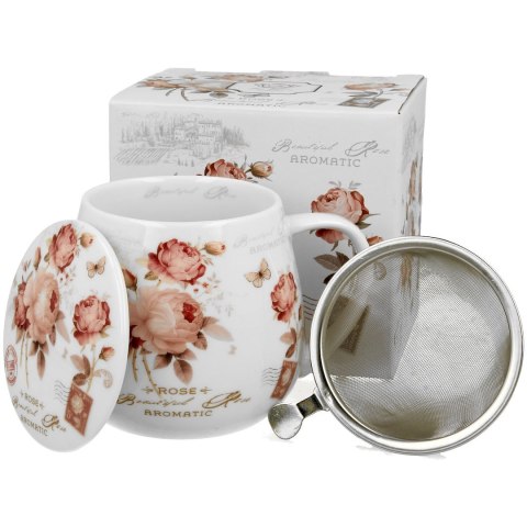 Porcelanowy kubek z zaparzaczem Secesja 430 ml