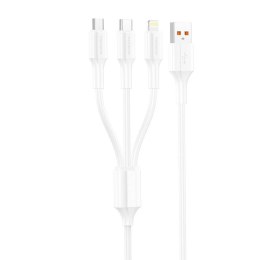 Kabel 3w1 USB do USB-C / Micro USB / Lightning Foneng XS01 , 3A, 1,2m (Biały)