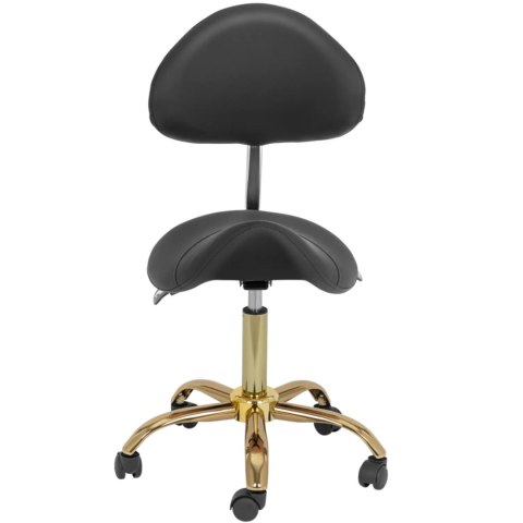 Krzesło kosmetyczne siodłowe z oparciem regulowane MANNHEIM czarno-złote