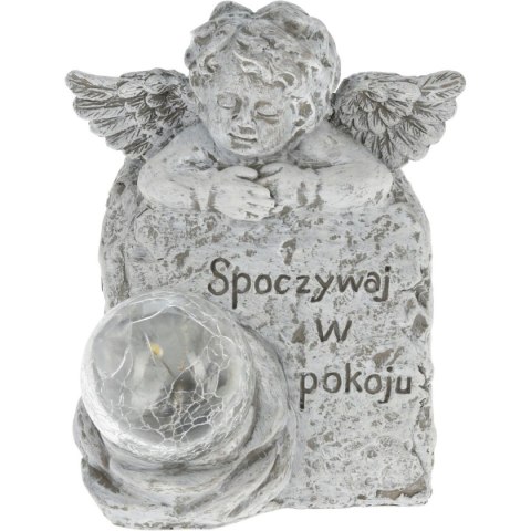 FIGURKA ANIOŁEK ZNICZ NAGROBNY LED SPOCZYWAJ W POKOJU