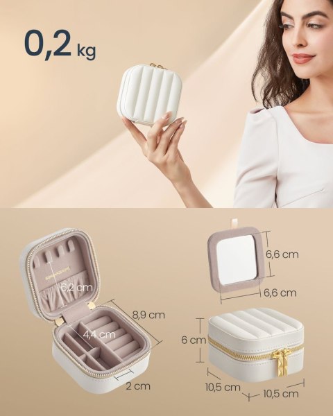 Podróżna mała szkatułka na biżuterię biała