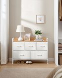 Wąska komoda z 5 szufladami biało-beżowa