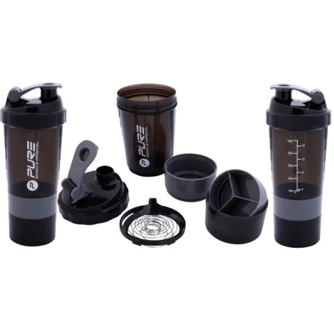 BIDON FITNESS SHAKER 500ML BLACK GREY PURE 2 IMPROVE