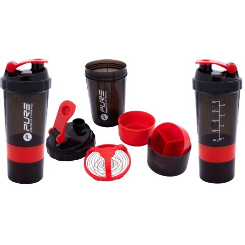 BIDON FITNESS SHAKER 500ML GREY RED PURE 2 IMPROVE