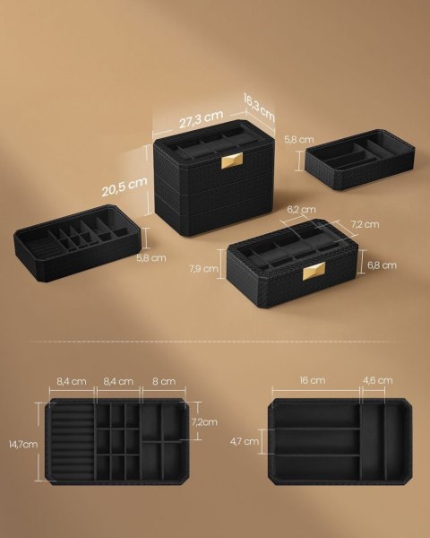 Czarny ekspozytor na zegarki 3 poziomy