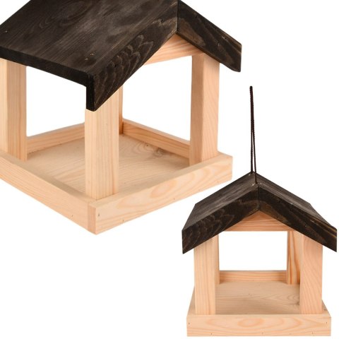 Karmnik dla ptaków drewniany na sznurku h23cm