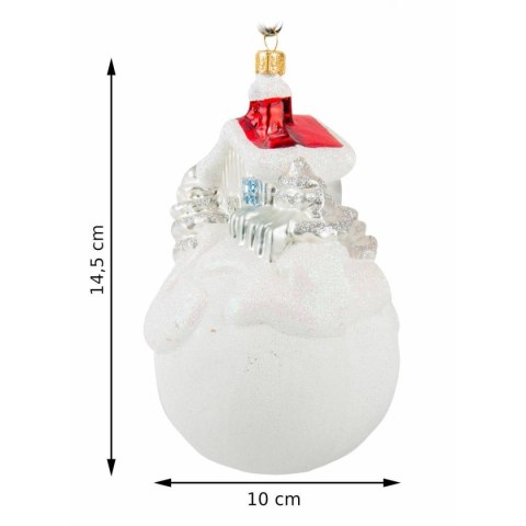 Bombka choinkowa Domek na kuli Szklana ozdoba choinkowa wykonana ze szkła, ręcznie malowana, wyprodukowana w Polsce