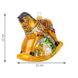 Bombka choinkowa Koń na biegunach wzór 2 Szklana ozdoba choinkowa wykonana ze szkła, ręcznie malowana, wyprodukowana w Polsce
