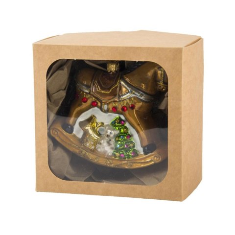 Bombka choinkowa Koń na biegunach wzór 2 Szklana ozdoba choinkowa wykonana ze szkła, ręcznie malowana, wyprodukowana w Polsce