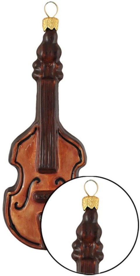 Bombka choinkowa Kontrabas Szklana ozdoba choinkowa wykonana ze szkła, ręcznie malowana, wyprodukowana w Polsce