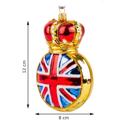 Bombka choinkowa Medalion Angielski Szklana ozdoba choinkowa wykonana ze szkła, ręcznie malowana, wyprodukowana w Polsce