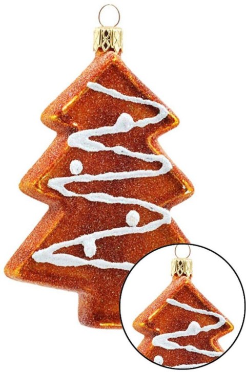 Bombka choinkowa Piernik Szklana ozdoba choinkowa wykonana ze szkła, ręcznie malowana, wyprodukowana w Polsce