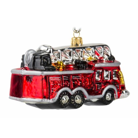 Bombka choinkowa Wóz Strażacki Szklana ozdoba choinkowa wykonana ze szkła, ręcznie malowana, wyprodukowana w Polsce