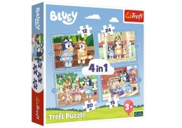Puzzle - 4w1 (12, 15, 20, 24) - Bluey i jego świat - Trefl 34637
