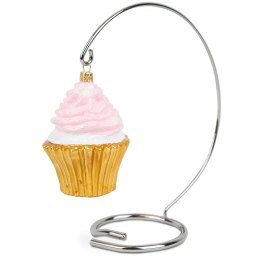 Stojak na dekoracje świąteczną - srebrny Stylowy stojak na bombkę choinkową wykonany z metalu w kolorze srebrnym