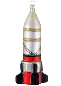 Bombka choinkowa Rakieta Kosmiczna Szklana ozdoba choinkowa wykonana ze szkła, ręcznie malowana, wyprodukowana w Polsce
