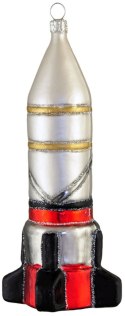 Bombka choinkowa Rakieta Kosmiczna Szklana ozdoba choinkowa wykonana ze szkła, ręcznie malowana, wyprodukowana w Polsce