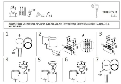 Lampa Ogrodowa TUBINGS M Czarny 1xGU10 IP54 29cm