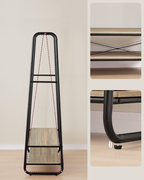 Czarno-brązowy wieszak na ubrania z 2 półkami