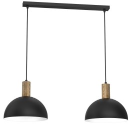 Lampa Wisząca HANDA Czarny Brązowy Metalowy Klosz 2xE27