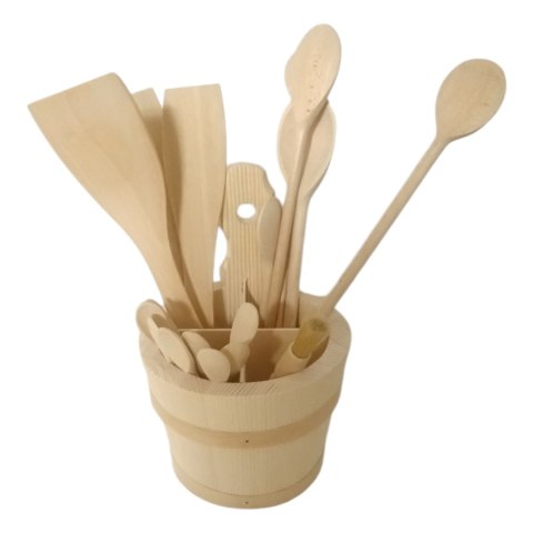 Drewniany skopek - organizer na przybory kuchenne