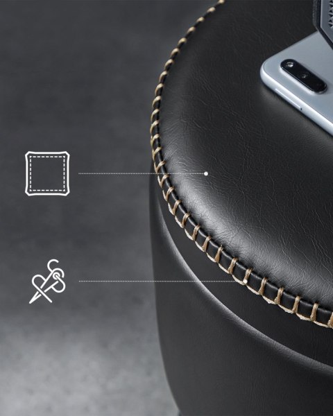 Czarny hoker obrotowy ze schowkiem EKHO