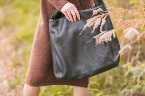 Hobo torebka damska skórzana EP18 czarna