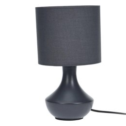 Lampa nocna stołowa ceramika 28 cm szara Wykonana z ceramiki, stylowa lampka z abażurem z gwintem E14