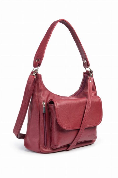 Bordowa skórzana torebka na ramię EP20