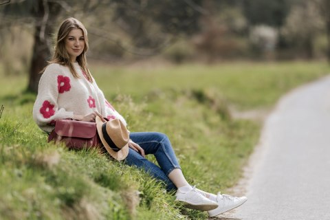 Bordowa skórzana torebka na ramię EP20