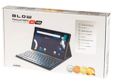 Tablet BLOW PlantinumTAB 10 4G V22 + Etui (10.1"/ARM Cortex-A55/64GB/Android 12/Wi-Fi/Platynowy)