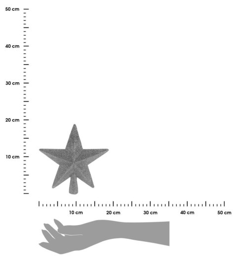 Szpic na choinkę srebrna gwiazda 19 cm Wykonana z solidnego tworzywa gwiazda choinkowa w kolorze srebrnym, ozdoba na wierzchołek