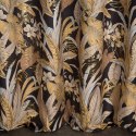 Zasłona ADEL 140x250 cm czarno złota Zasłona z miękkiego welwetu z motywem liści podkreślonych złotymi akcentami