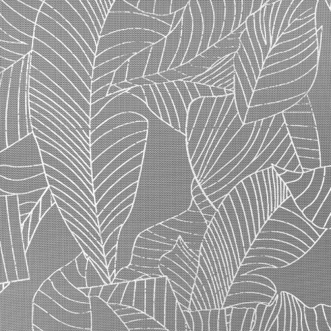 Zasłona LEILA 140x260 biała liście Zasłona gotowa ze srebrnym nadrukiem liści z przelotkami