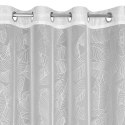 Zasłona LEILA 140x260 biała liście Zasłona gotowa ze srebrnym nadrukiem liści z przelotkami
